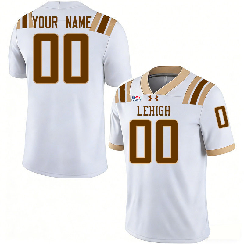 Custom Lehigh Mountain Hawks Name And Number Football Jerseys-White Custom Lehigh Mountain Hawks Name And Number Football Jerseys-White